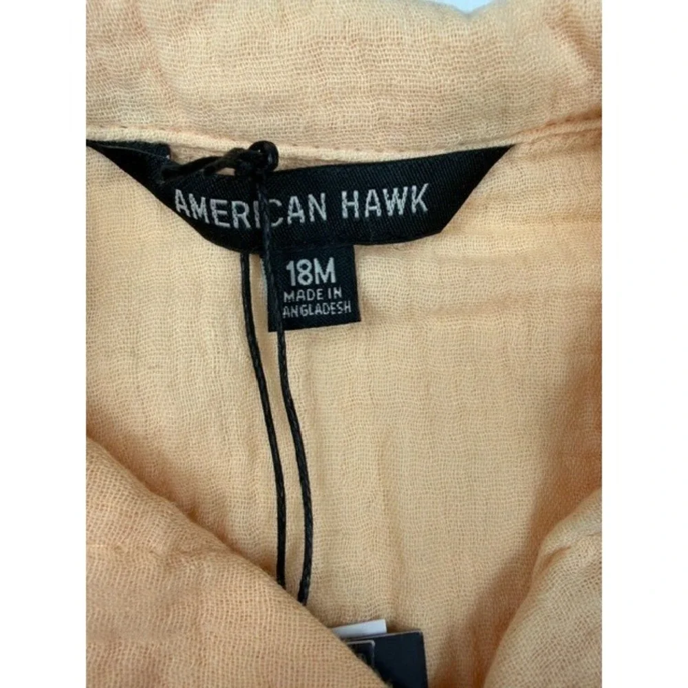 American Hawk Boys‎ 2 Piece Set 18M Apricot Gauze Cotton Shirt Shorts Outfit